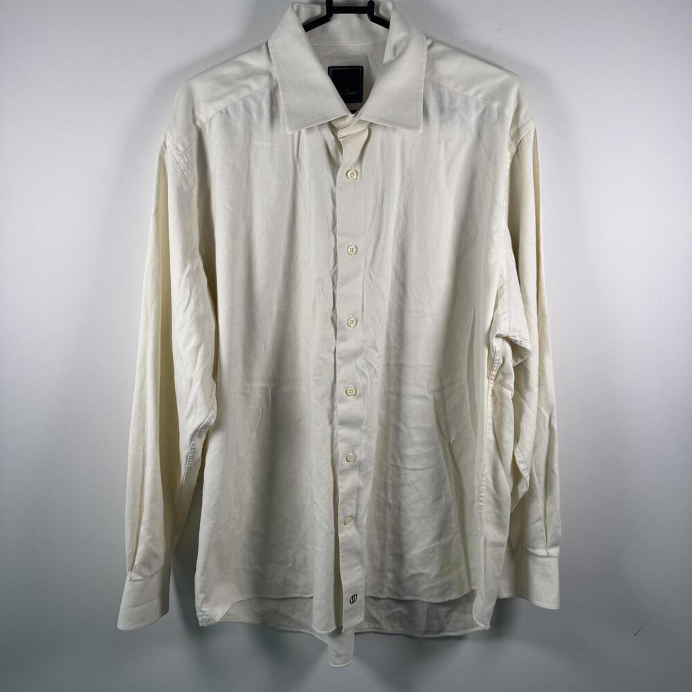 David Donahue Shirt Mens 17 34/35 White Solid 100% Cotton Dress Long Sleeve